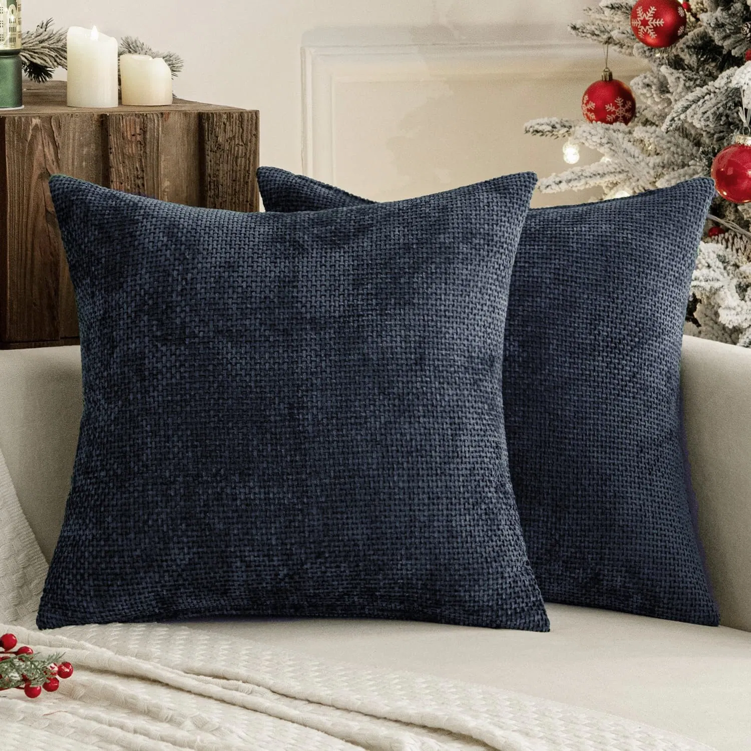 Xinlan Minimalist Chenille Woven Pillow Covers Solid Color Cozy Cushions for Bed Sofa Luxury Textured Throw Pillows Decor
