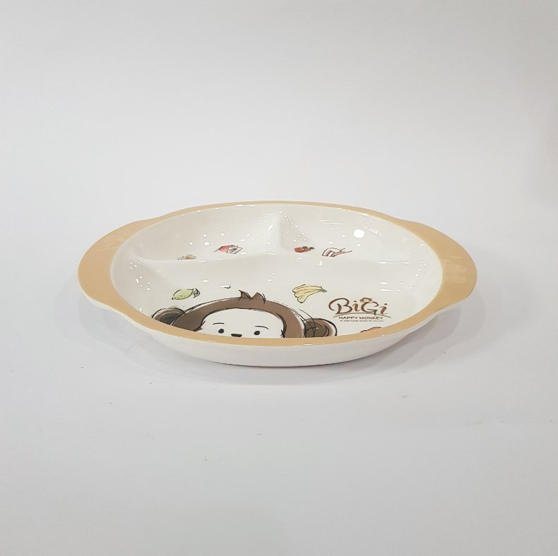 Hot Selling Melamine 3-Divided Monkey Cartoon Printed Plate