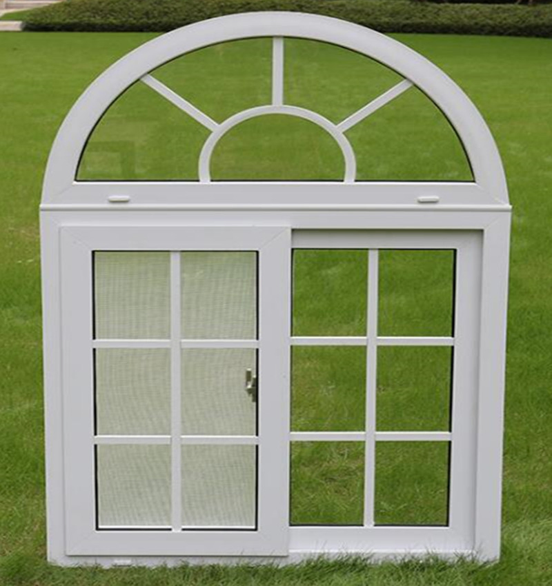 European Style Plastic Steel PVC Sliding Windows and Doors with Round Top