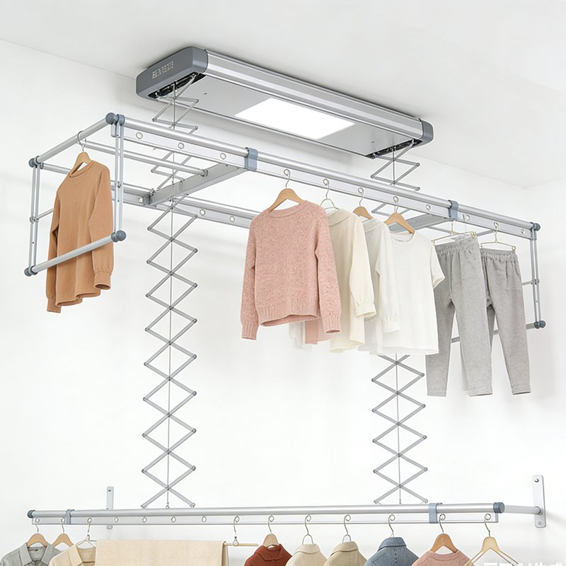 Smart Clothes Drying Rack Automatic Lift-and-Lower Drying Rack for Balcony Home Use
