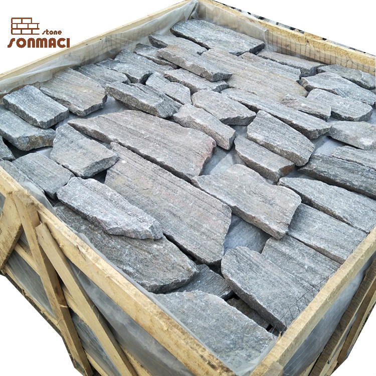 Natural Masonry Slate Black Color Castle Wall Stone