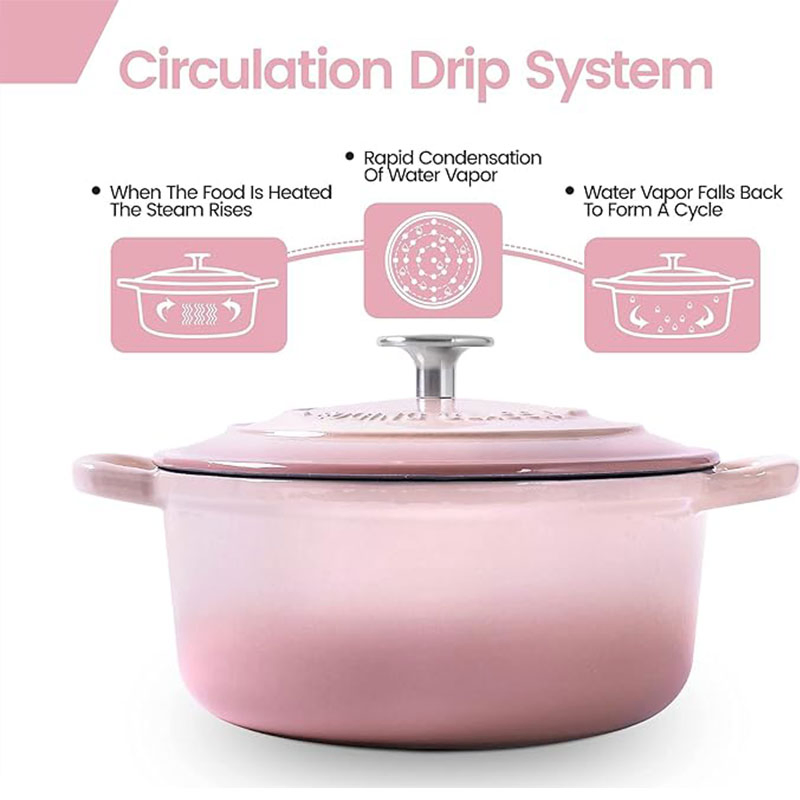 Pink Enameled Cast Iron Dutch Oven with Lid