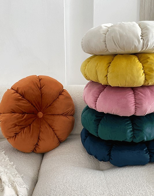 Handmade Pleated Sofa Cushion Velvet Pumpkin Cushion Futon Office Chair Cushion Bay Window Pillow