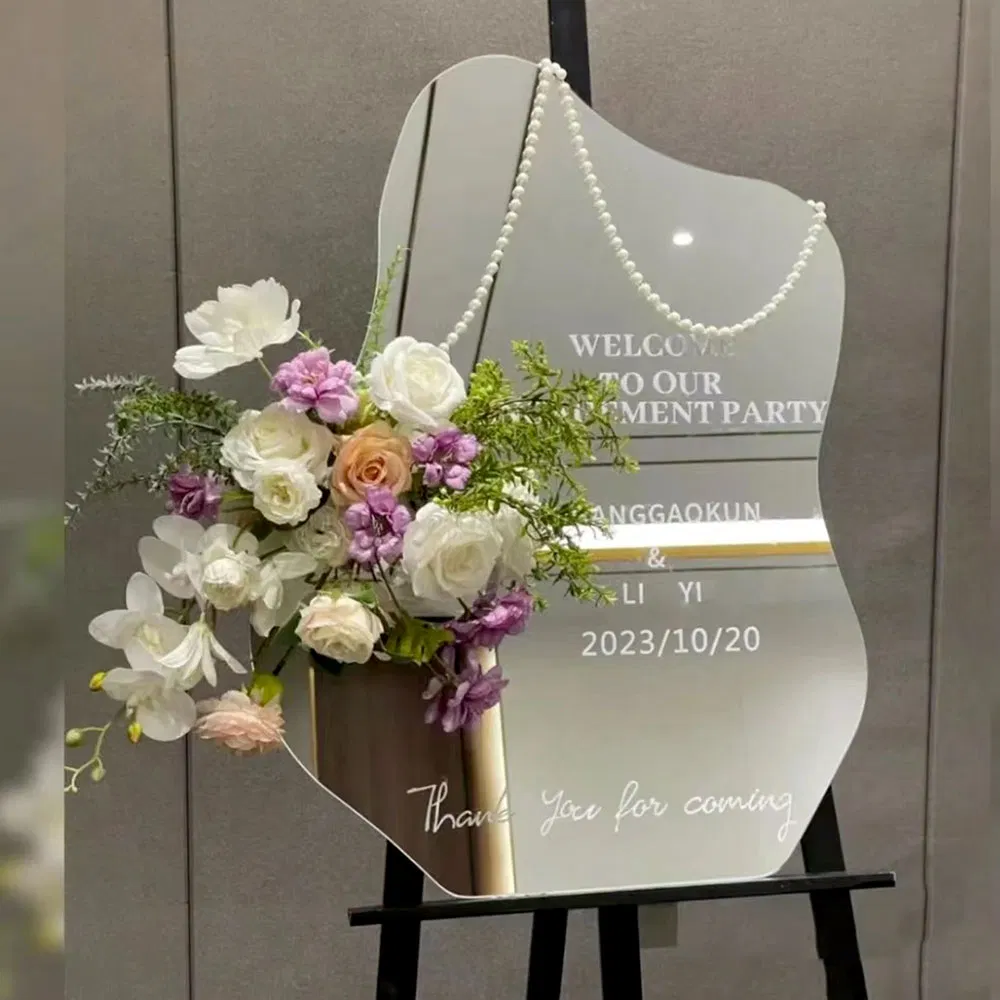 Custom Mirror Acrylic Welcome Sign 1.8mm Thick Personalized Wedding or Event Welcome Board