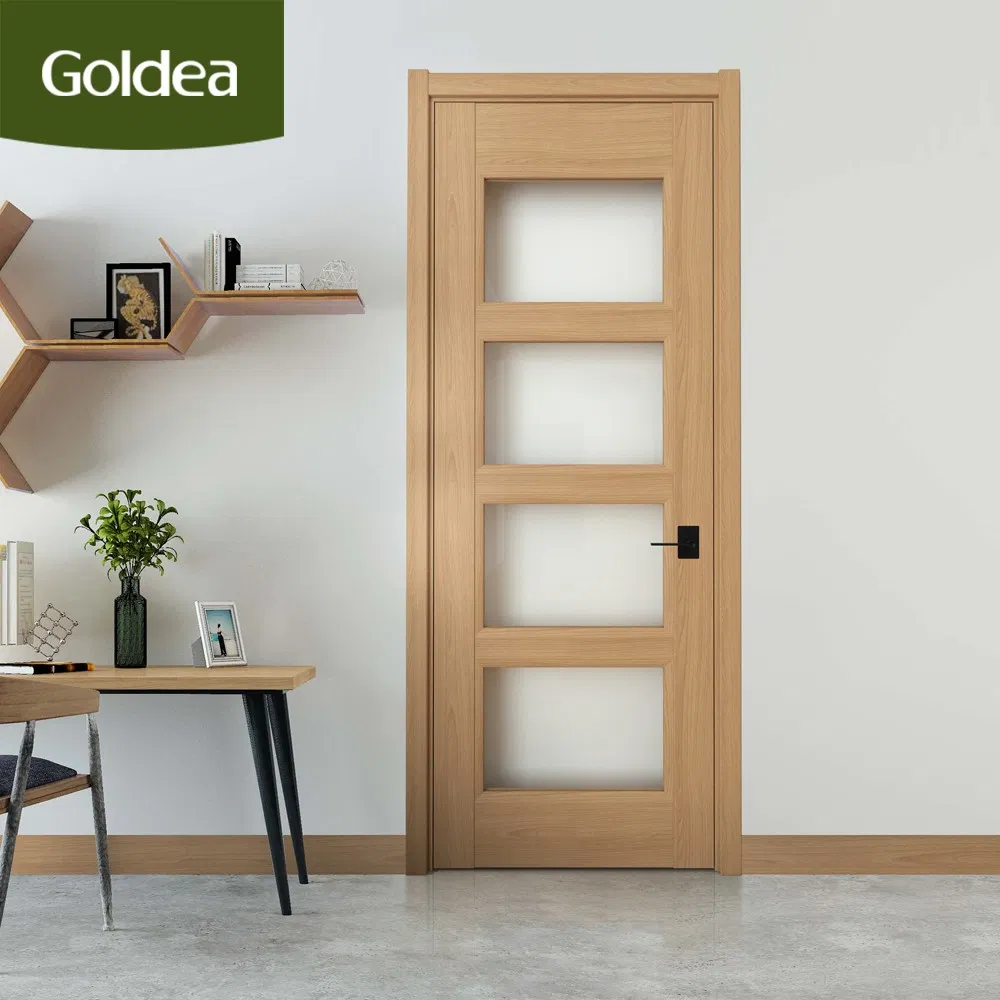 Left/Right New China Classic Customized Walnut Color Timber Door with Low Price