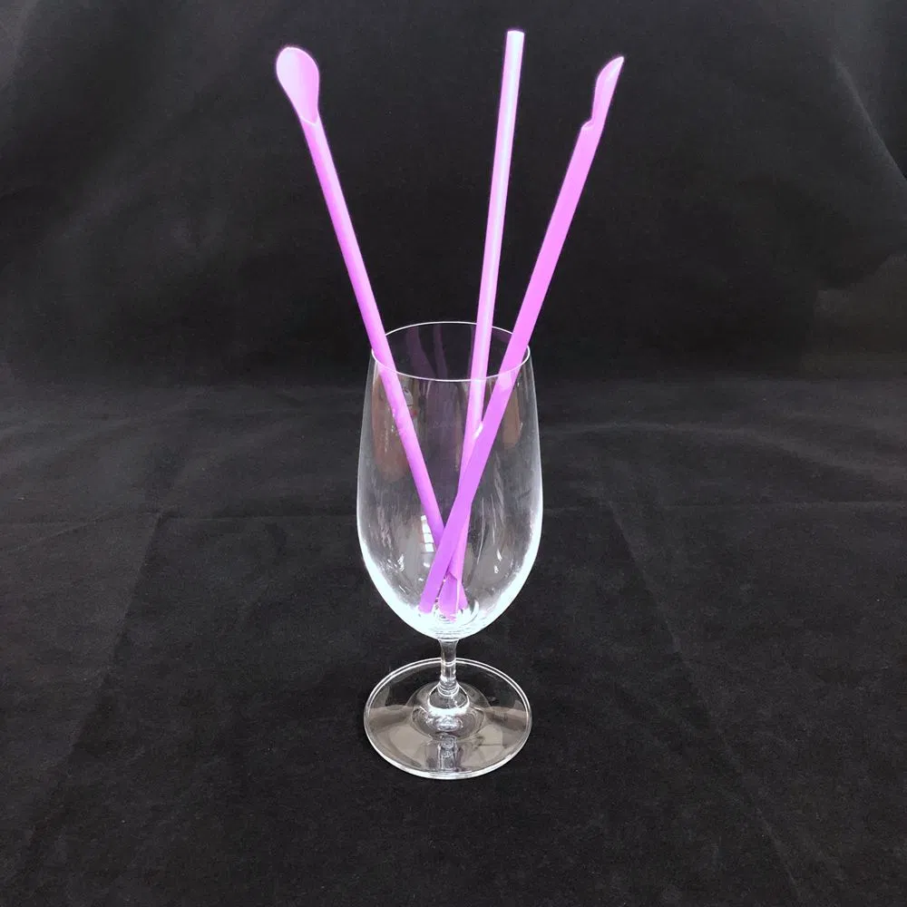 200CT Packed 8" Purple Unwrapped Snow Cone Spoon Straw Assorted Bright Colors for Shaved Ice