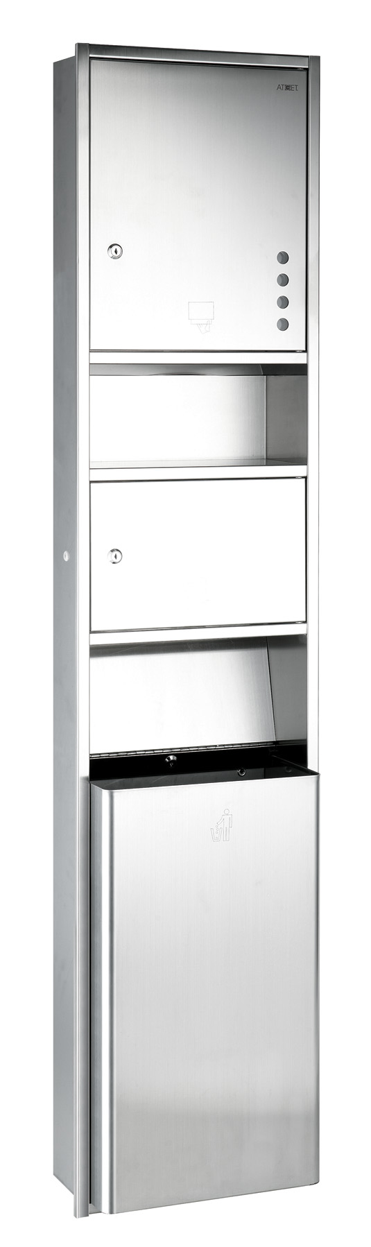 304 Stainless Steel Classic Paper Towel Dispenser and Waste Bin Combination for Public Washroom