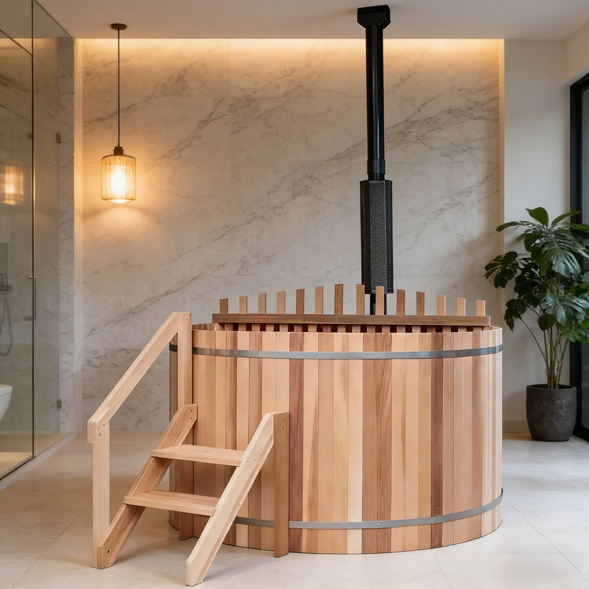 Деревянная купель с подогревом на дровах