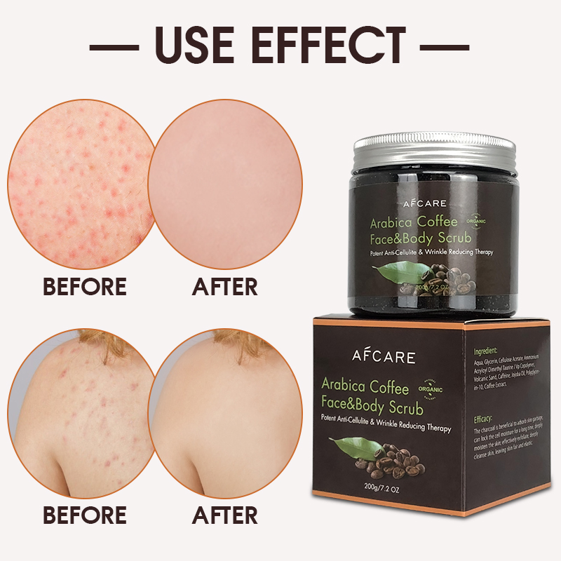 Organic Natural Vegan Coffee Face & Body Exfoliating Scrub with Anti-Aging, Moisturizing, and Detoxifying Properties