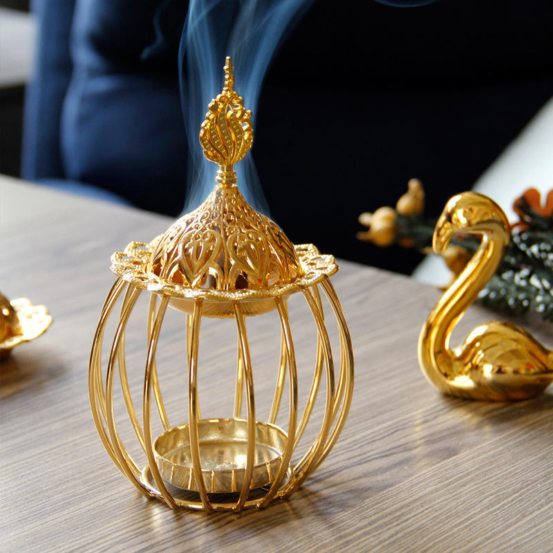 Wholesale High Quality Middle Eastern Arabic Incense Burner Gold Metal Incense Burner