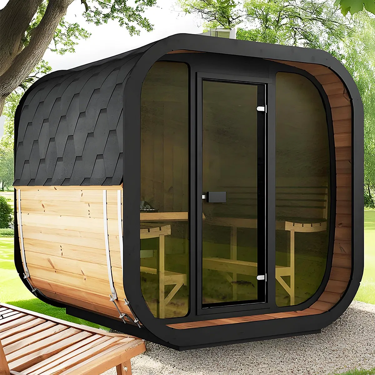 Decorate The Back Garden Cubic Sauna Room for Detoxification and Beauty