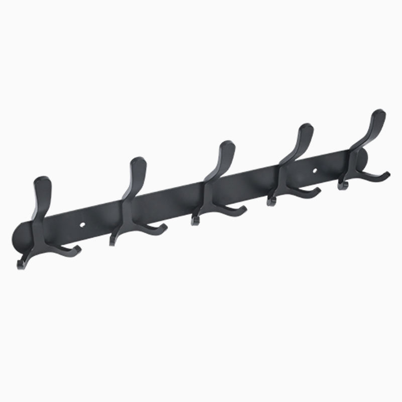 304 Stainless Steel Wall Mounted Coat Rack Row Hooks Heavy Duty Metal Clothes Hook Rack Rail with 5 Dual Rails Hooks