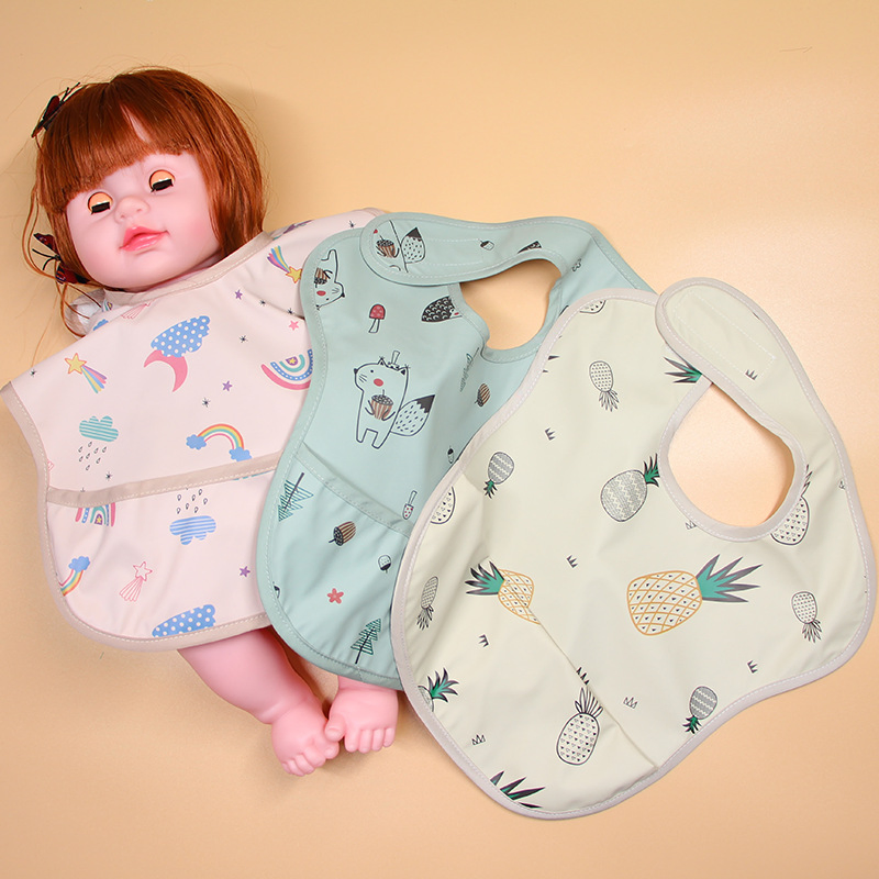 Waterproof PU Bib, Dining Cover, Washable Bib, Anti-Dirt Food Pocket, Complementary Food Pocket, Saliva Pocket