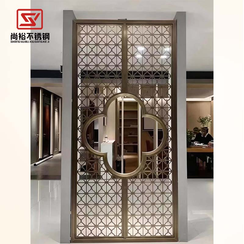 Contemporary Table Screen Stylish Partition with Glass Panel for Home