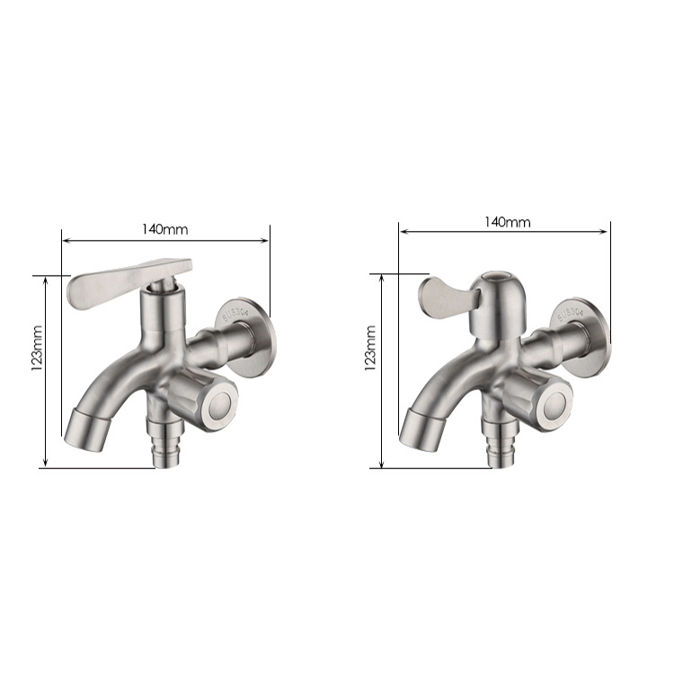 Factory Direct One in Two out Double Water Outlet Washing Machine Faucet Brushed Garden Low Price Bidet Quick Open Tap