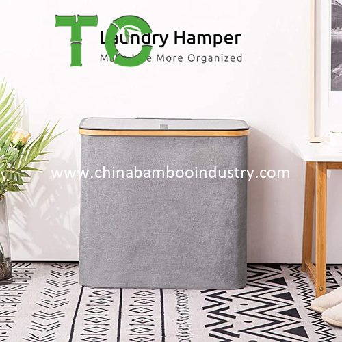Waterproof Bamboo Laundry Hamper Basket with Lid Storage Basket Dirty Clothes Basket Bamboo Laundry Basket Collapsible Cloth Hamper