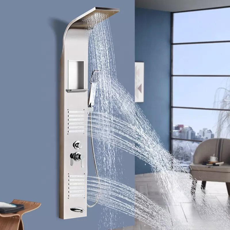Shower Panel Bathroom Wall Mounted Stainless Steel Waterfall Shower Column Set Tower Massage Shower Panels Panneau Mural Douche