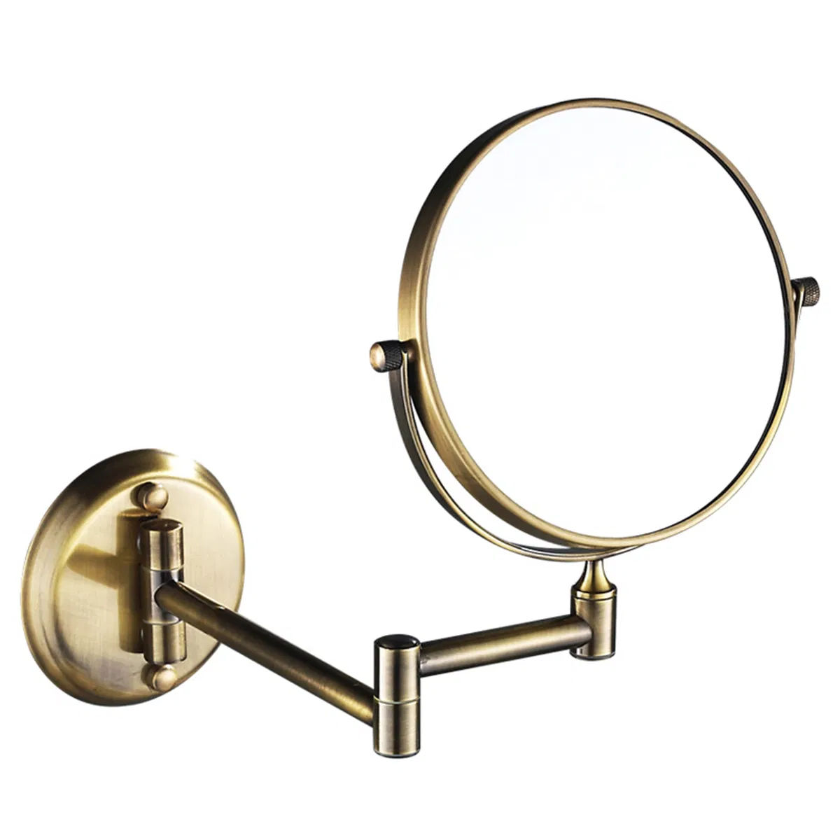 Aquacubic Modern Foldable Heavy Loading Punch-Free Brass Frame Double Sided Mirror Bathroom Makeup Mirror