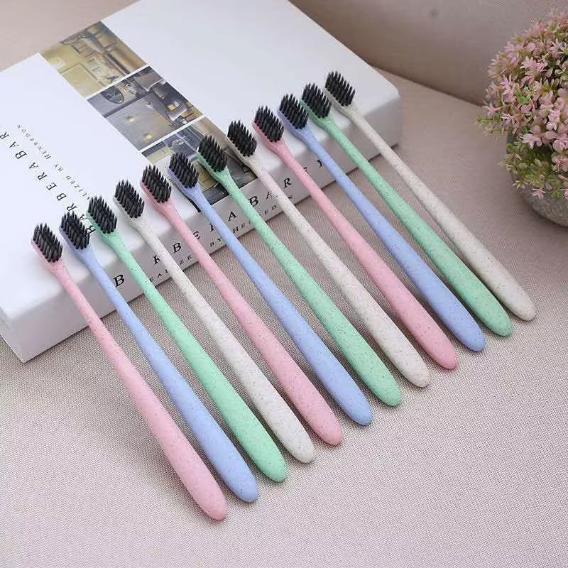 Wheat Straw Small Head Toothbrush Custom Soft Bristles Individually Packed Travel Portable