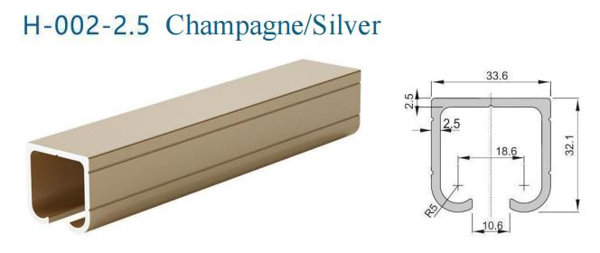 Champagne White Aluminum Profile Track Rail for Hanging Sliding Door Roller