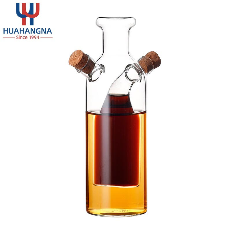 2 in 1 Glass Oil Vinegar Pitcher Bottle High Borosilicate Glass Olive Oil Dispenser Bottles for Kitchen Oil Sauce