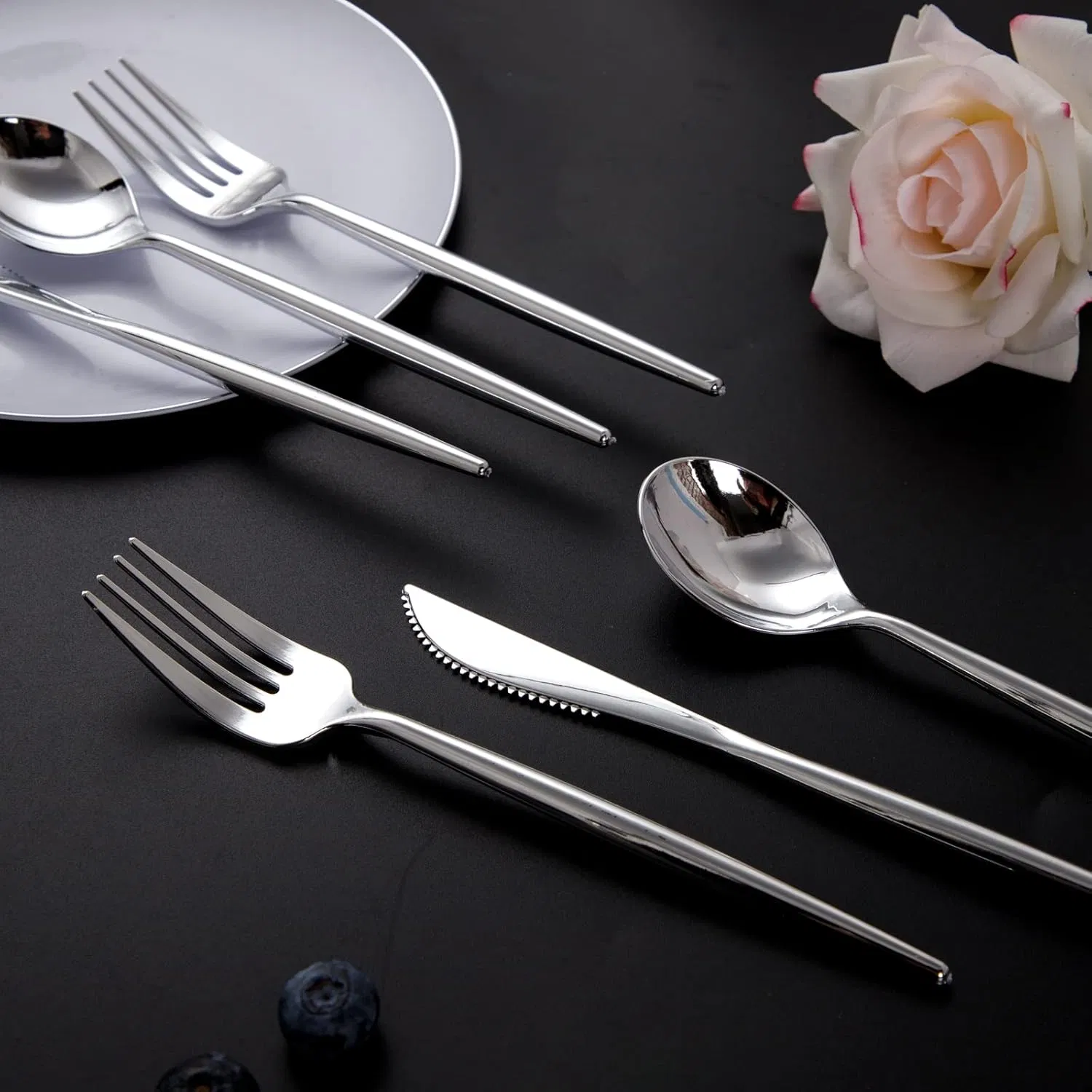Premium Heavy Duty Silver Plastic Cutlery Set for Events