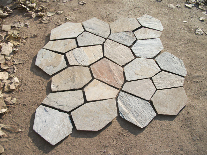 Sandstone/Slate Flagstone with Mesh for Paving Outdoor Floor Tiles