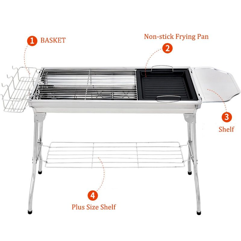 Garden Picnic Use Charcoal Barbecue Grill BBQ Rack Pan Chicken Oven Wholesale