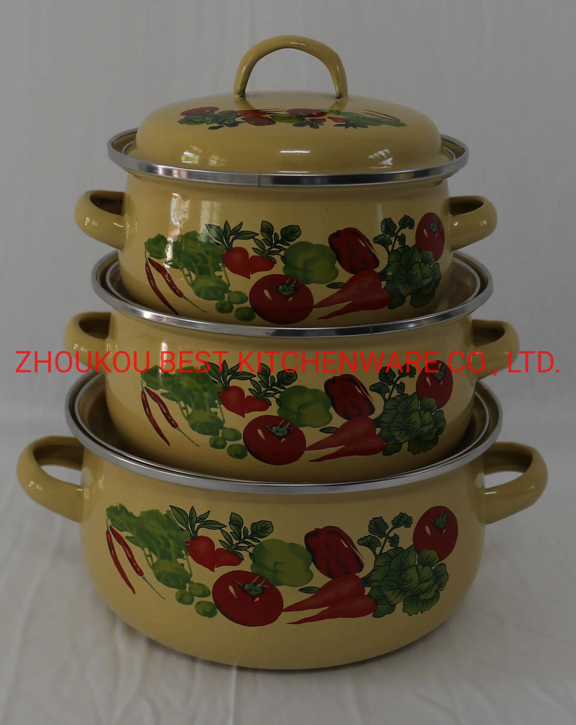Black Bottom 3 PCS Enamel Casserole Set Enamelware Cooking Pot