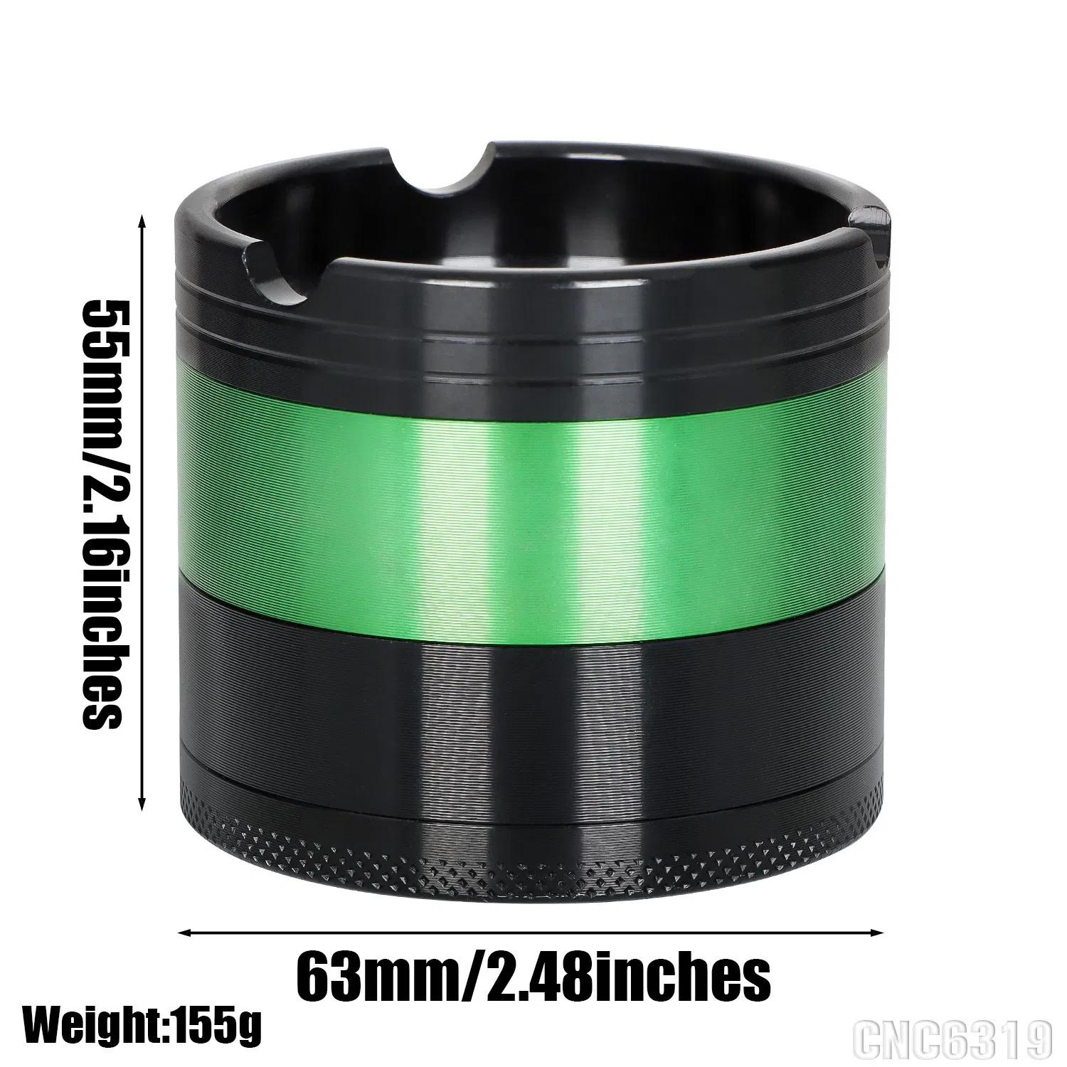 New Model Fashion 63mm Diameter Four-Layer Aluminium Alloy Grinder Top Lid Ashtray Metal Grinder Ash Tray DAB Tool Smoking Accessories