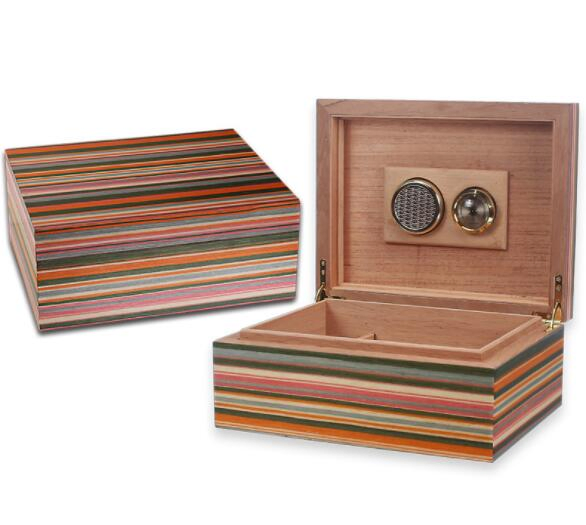 Stripy Smoking Accessories Packaging Wooden Cigar Box