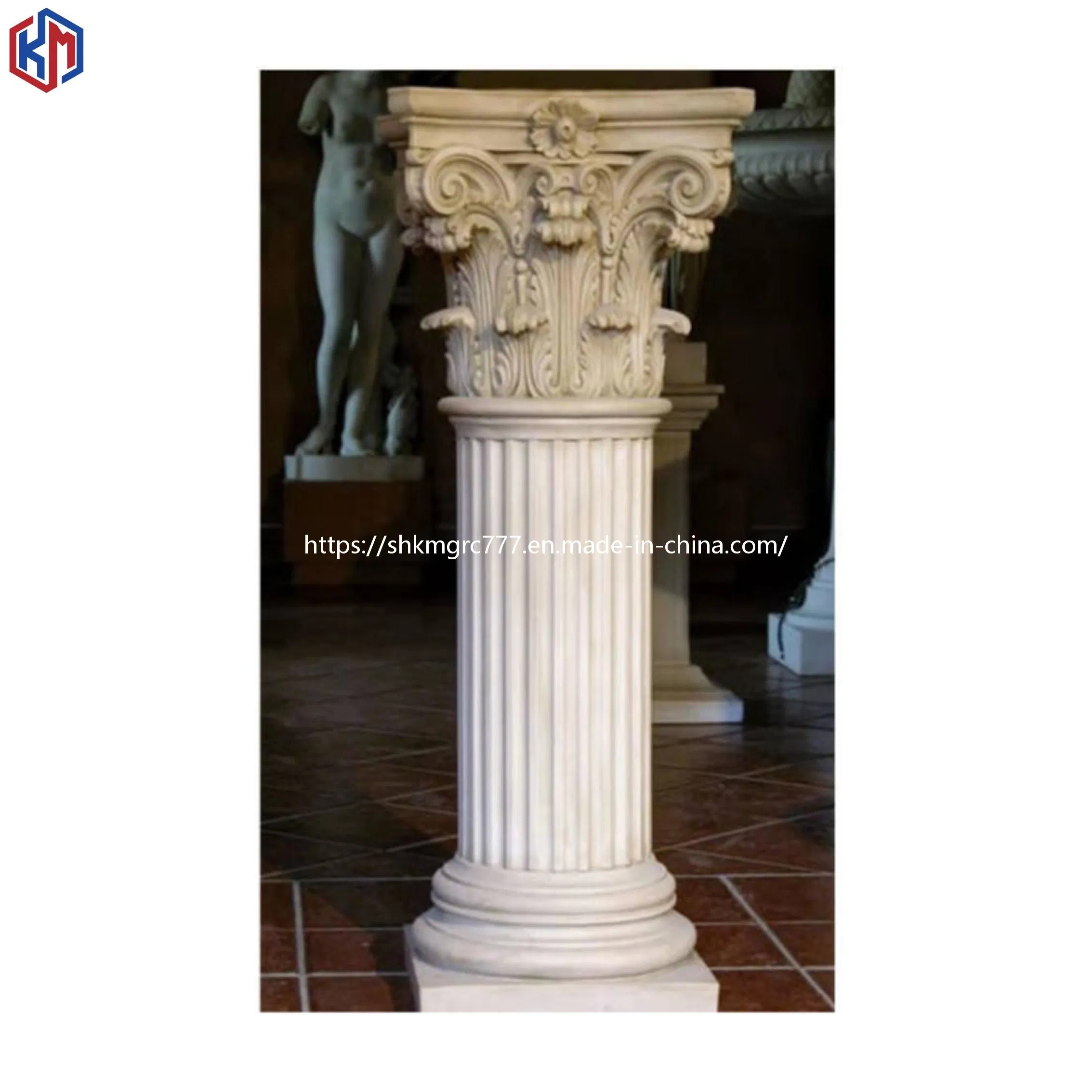 Factory Price Decorative Large Luxury Villa Hotel Art Gallery Grc FRP Marble Pillar Roman Column