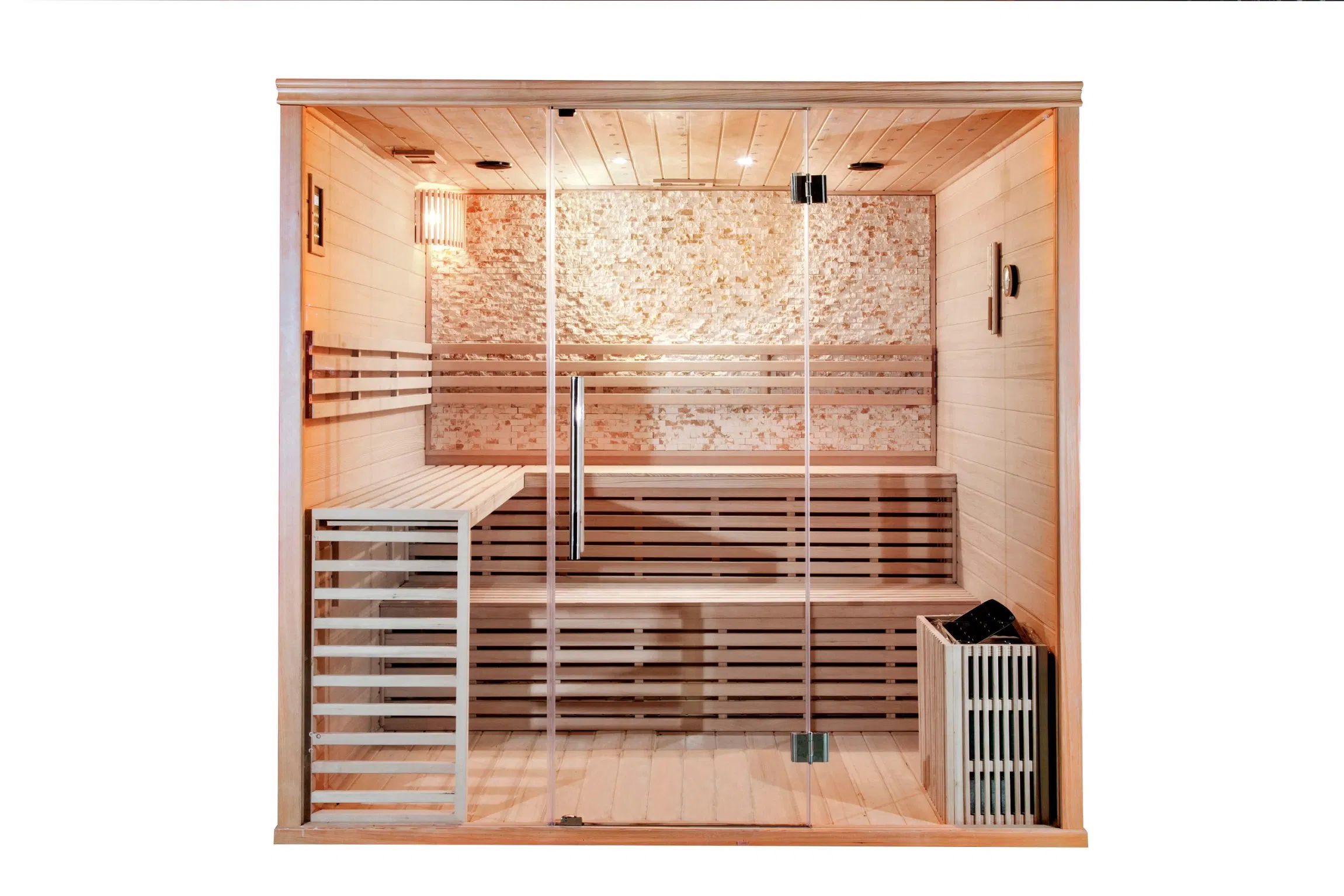 Финская сауна с паром и взрывобезопасным светом