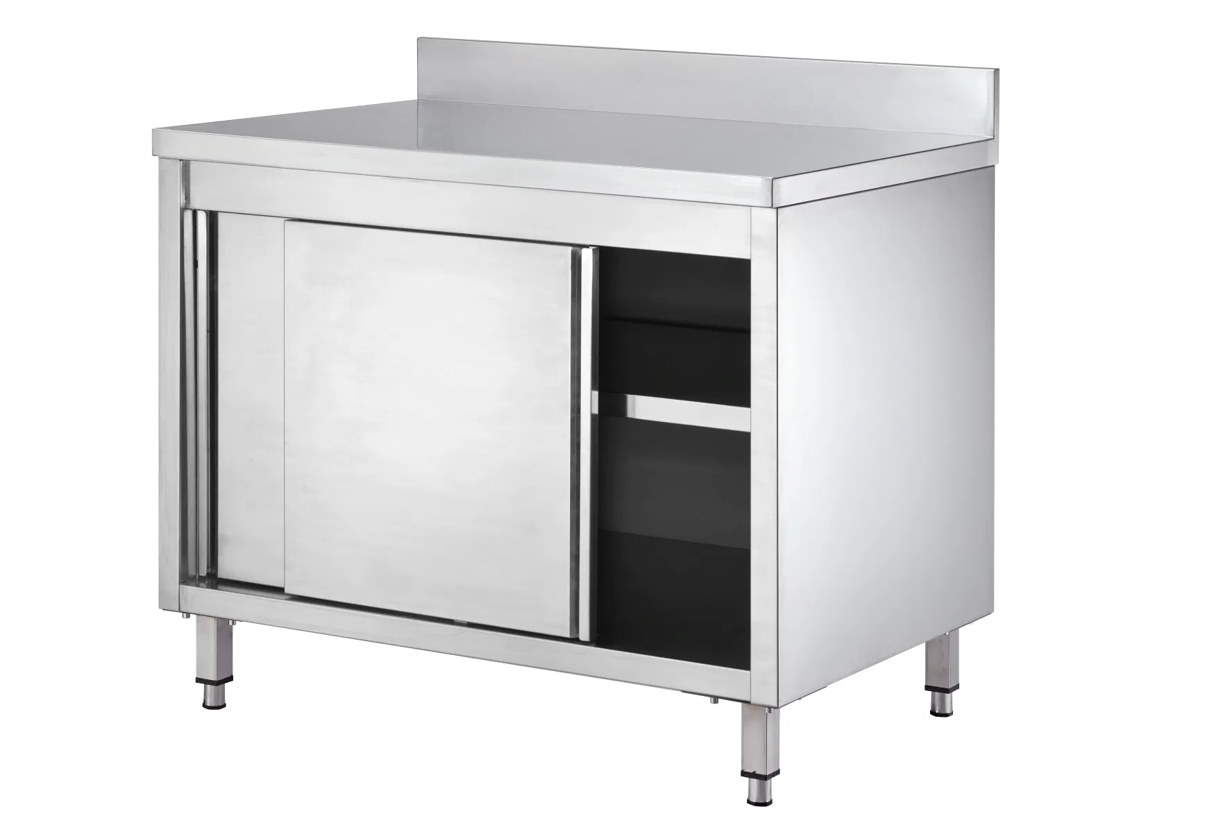Stainless Steel Slinding Door Work Cabinet with Backsplash 700mm Width Lh600X950