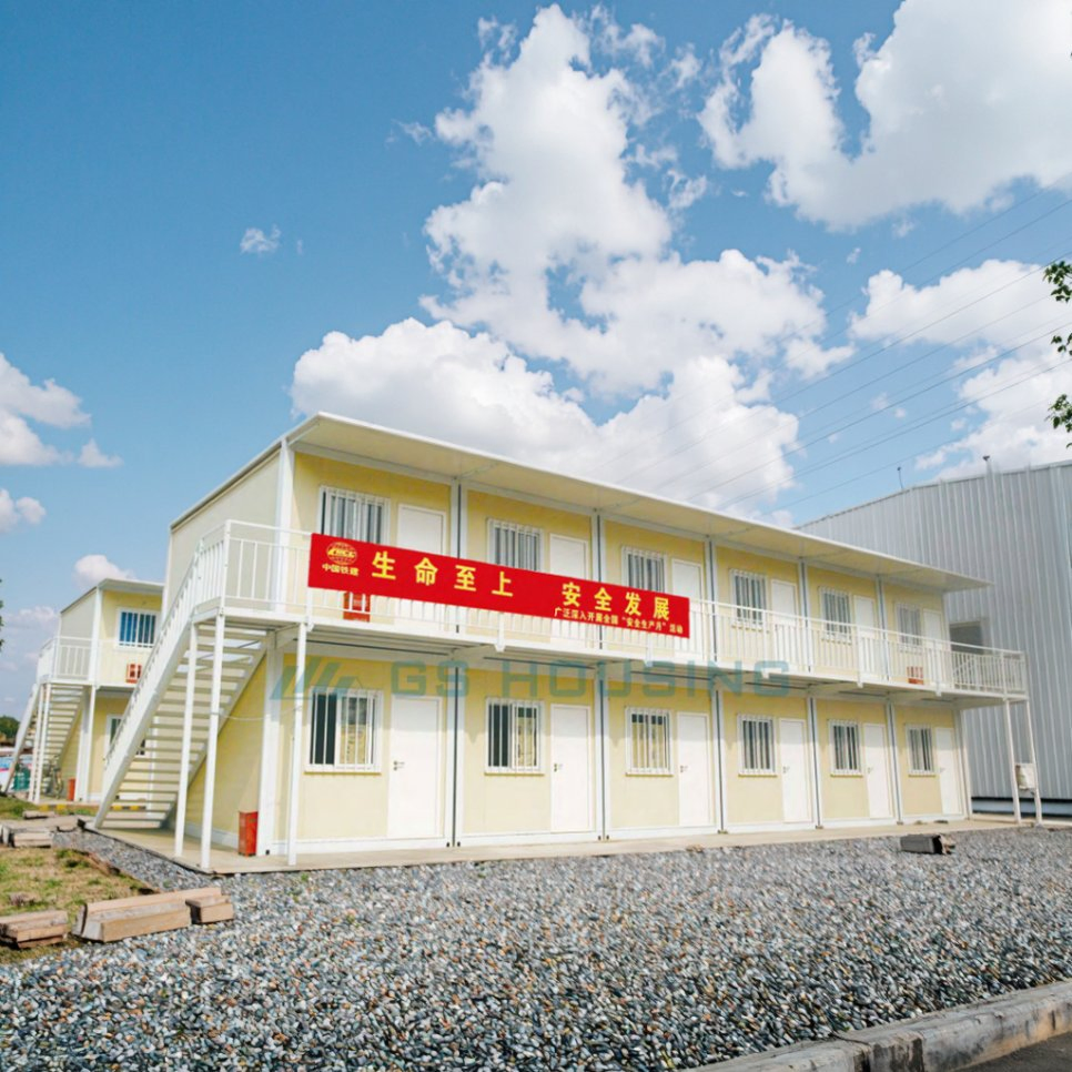 Customized 2 Stories Flat Pack Container House with Bedroom Bathroom Prefabricated House Mining Camp Dormitory Worker Container House