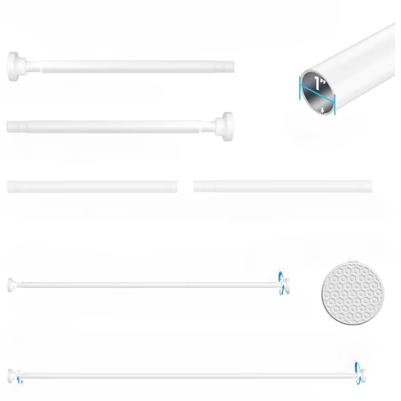 Promotional Hot Sale Anti-Slip Non-Drill Surface Adjustable Expandable Shower Curtain Poles