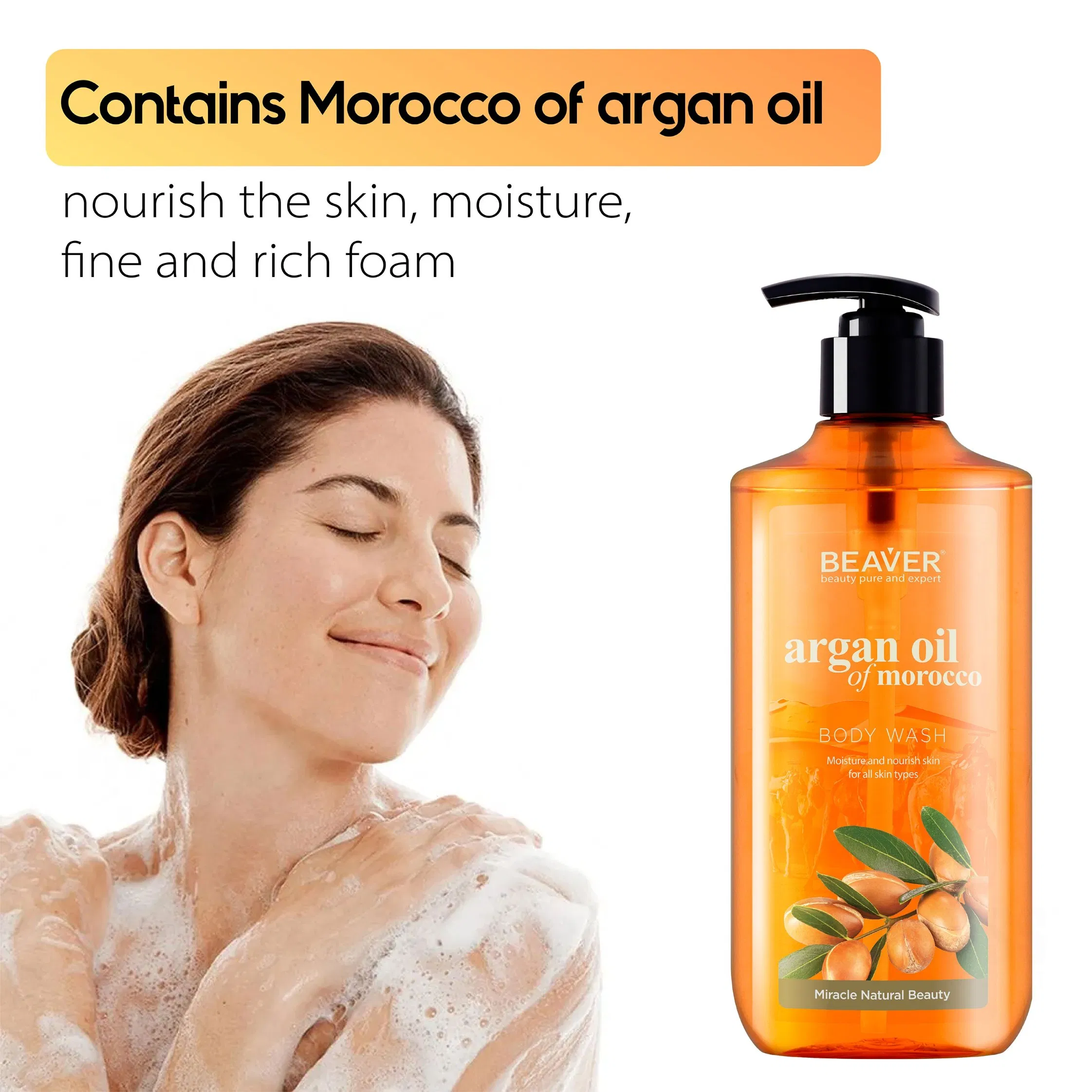 Beaver Argan Oil from Moroccan Shower Gel Labels Bath Body Care Products