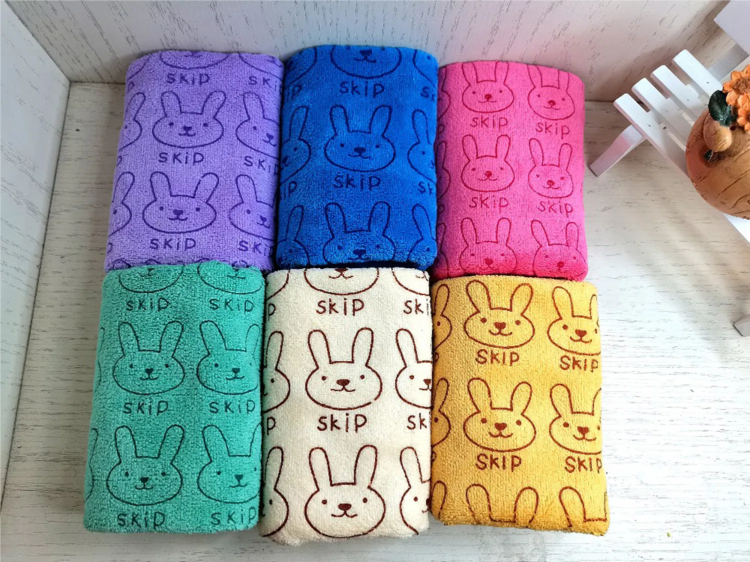 Large Size Rabbit Head Microfiber Hand Face Bath Towel Set