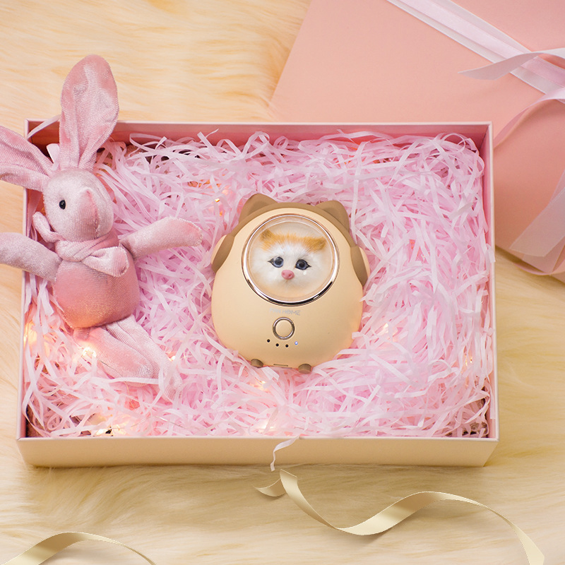 New Portable Rechargeable Explosion-Proof Mini Cartoon Cat Charging Treasure 2-in-1 Hand Warmer