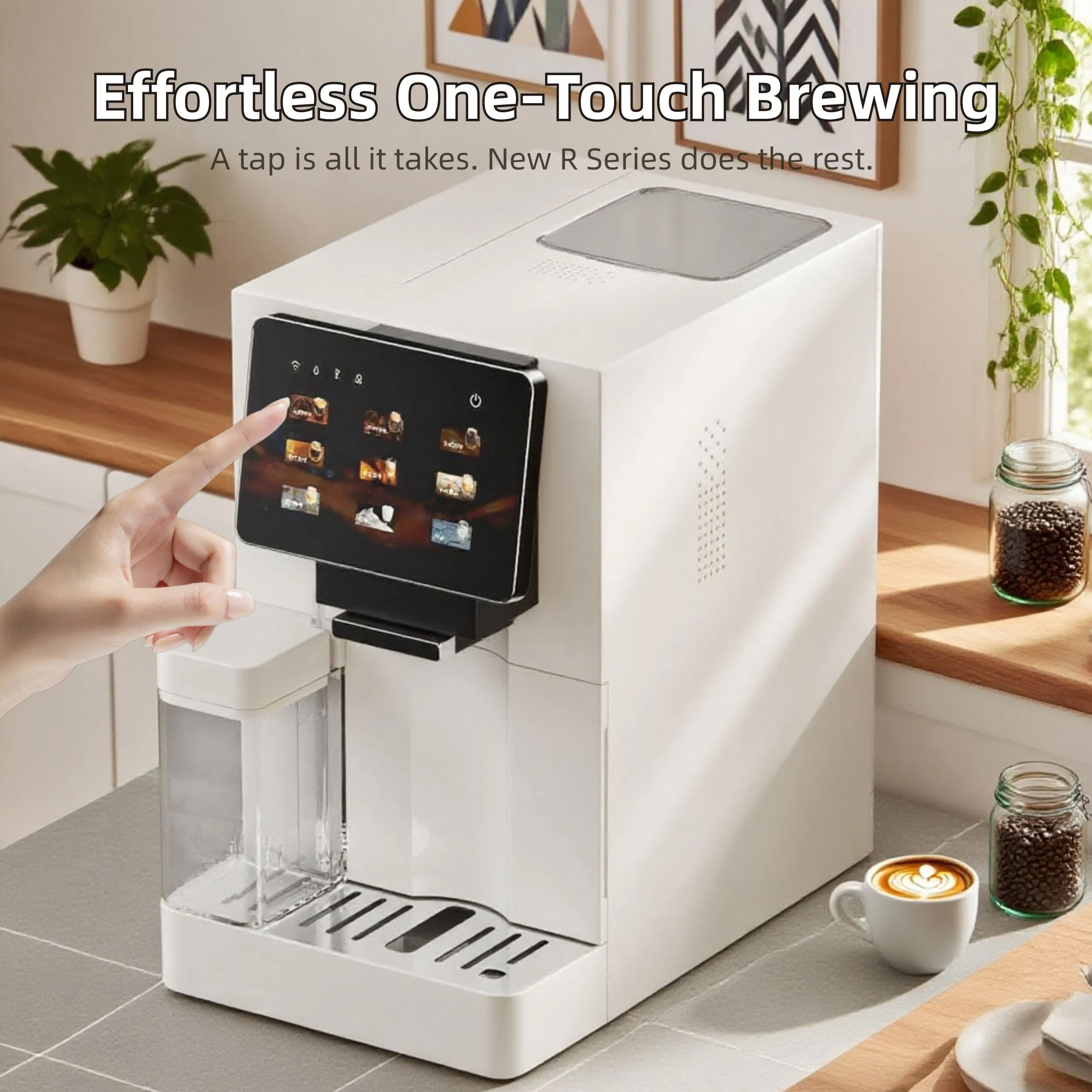 Longbank New Wholesale Home Professional Tuya WiFi Fully Automatic 9 in 1 Italian 19/20 Bar Espresso Coffee Machine with Grinder