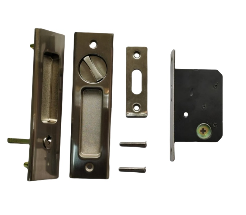 Sliding Bathroom Door Hook Lock Cupboard Hidden Concealed Door Steel Lock Set with Key for Wooden Aluminium Glass Cabinet Door