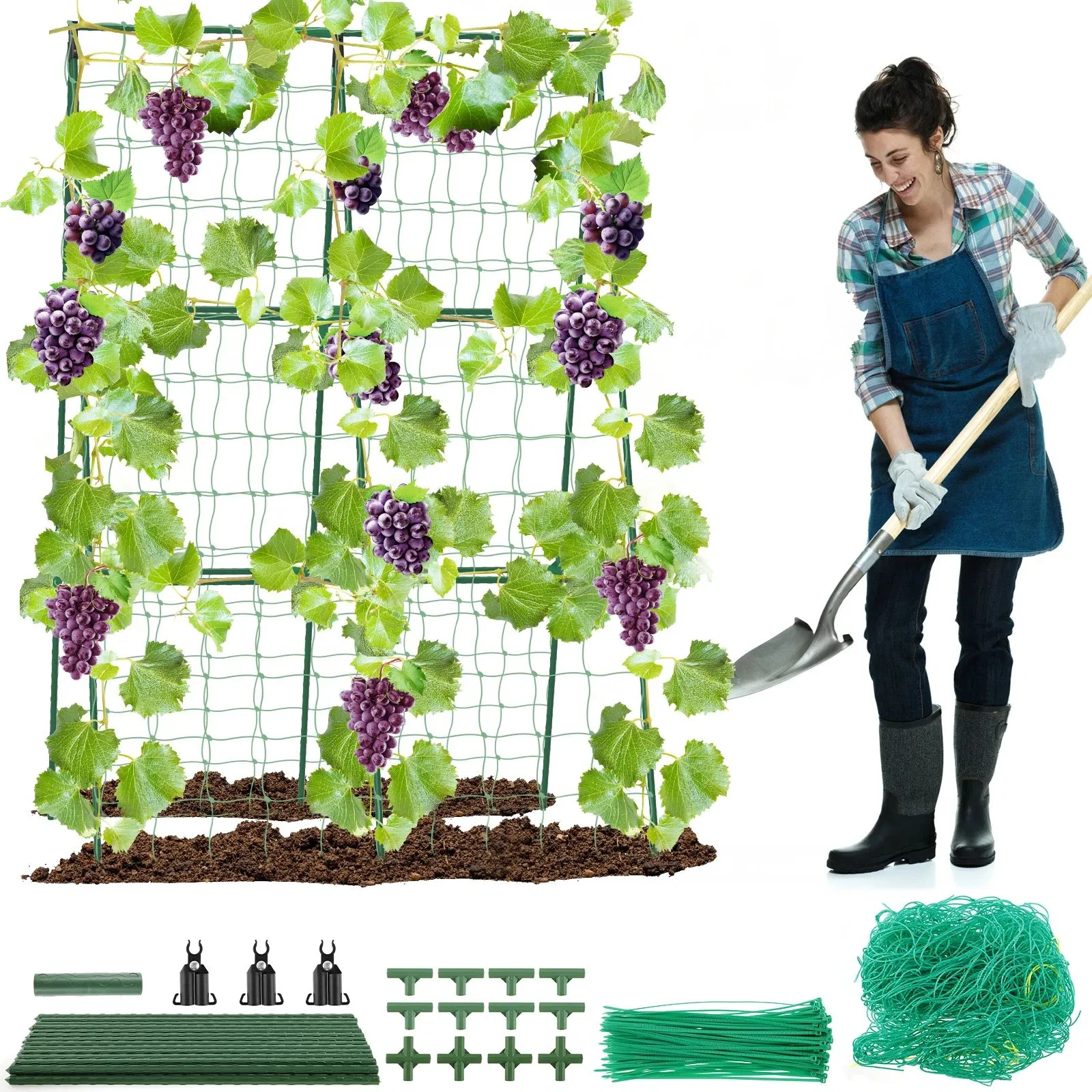 a-Frame Cucumber Trellis Plant Climbing Frame Set Detachable Easy to Install Outdoor Garden Vegetable Trellis for Climbing Plant