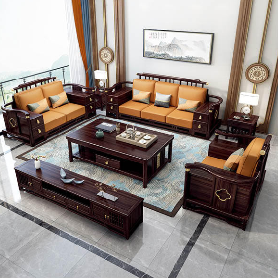 Диван массив дерева модульный с хранением китайский стиль