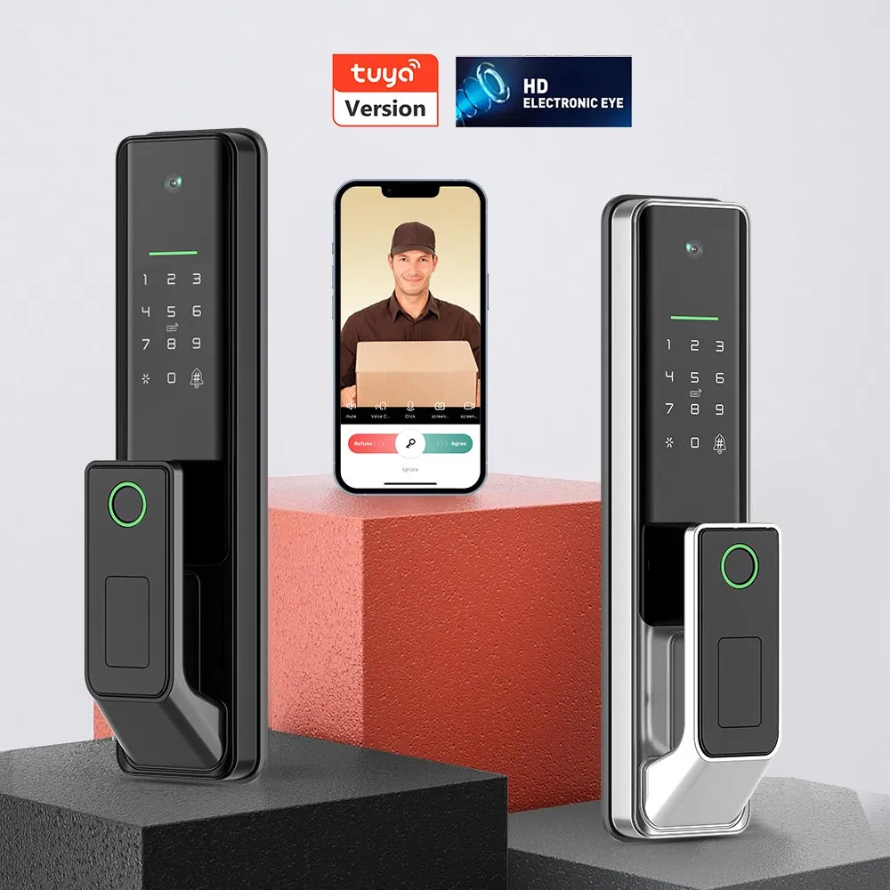 Keyless Entry Door Lock with Fingerprint Recognition Camera Digital Code Unlock Smart Lock System for Home Apartment Office