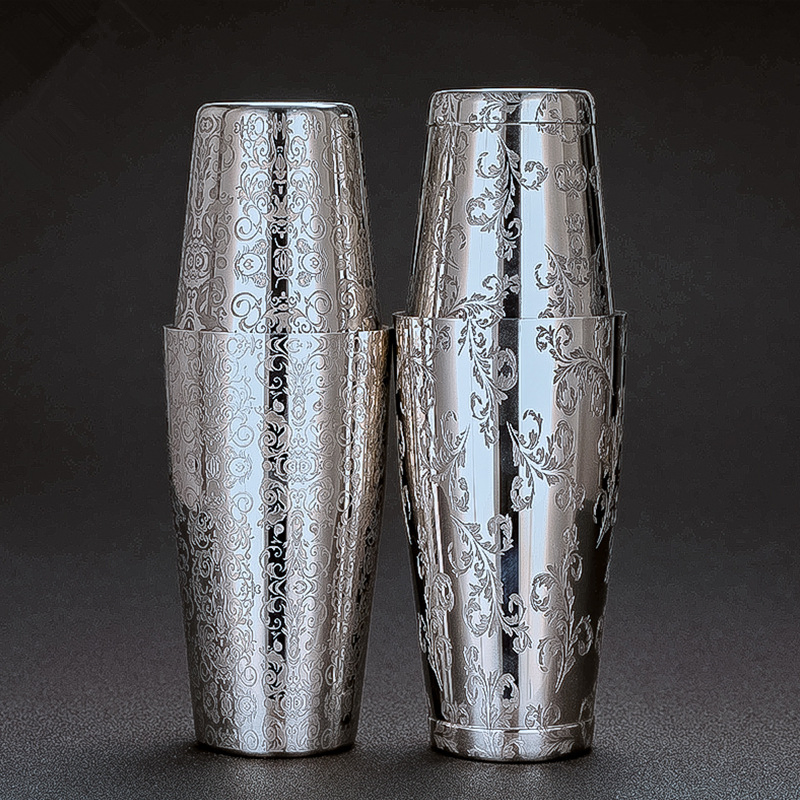 Бостонский шейкер из нержавеющей стали с гравировкой