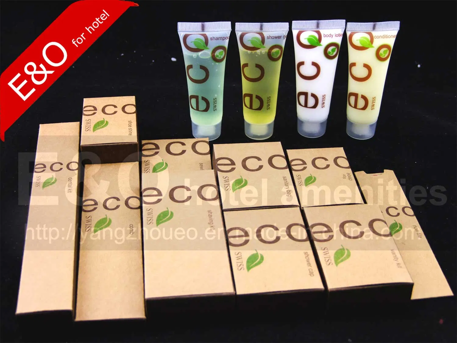 Disposable Hot Sale Eco Hotel Amenities Set with Kraft Paper Package
