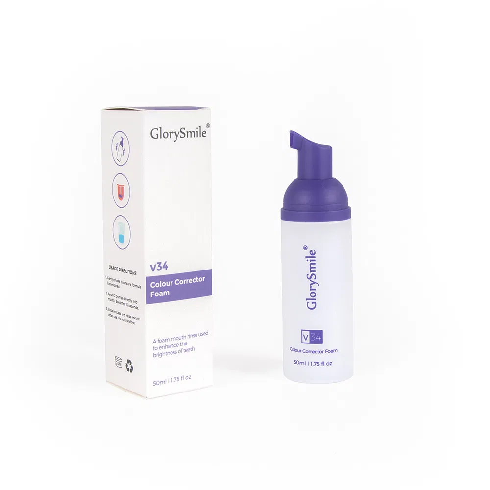 Customize 30ml Purple Hot Selling V34 Colour Corrector Teeth Whitening Mousse Foam