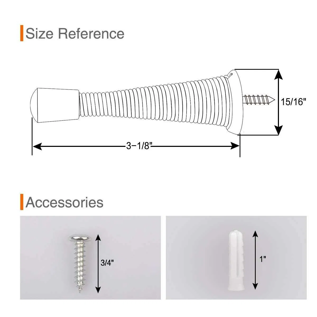 Wall Mounted with Rubber Bumper Spring Door Stoppers