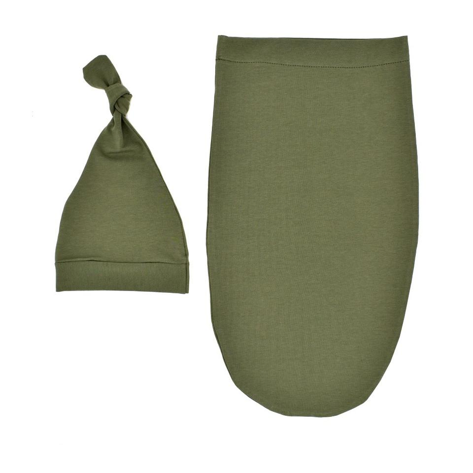 Newborn Super Soft Sleeveless Sleep Bag Solid Color Swaddle Sack Hat Set for Baby
