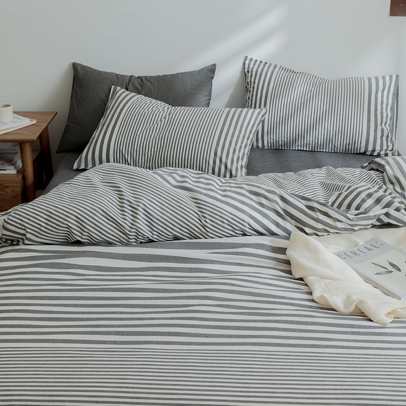 Zebra Striped Washed Cotton Comforter Bedding Set